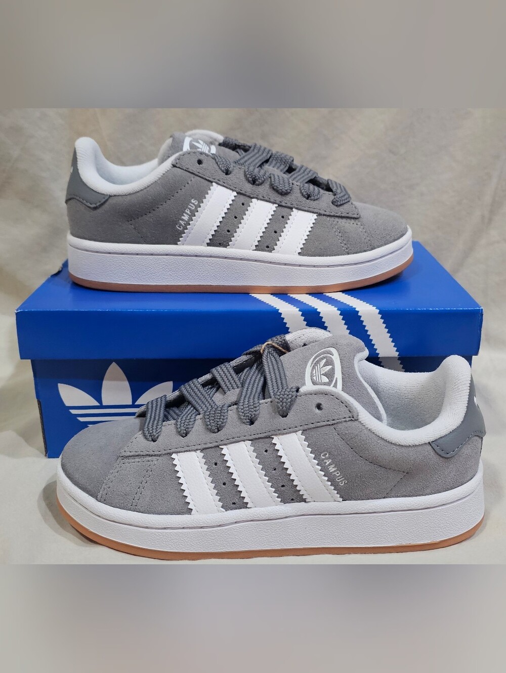 Adidas Kids' Campus 00s Suede Sneakers in Grey & White Youth 2 Boys Or Girls